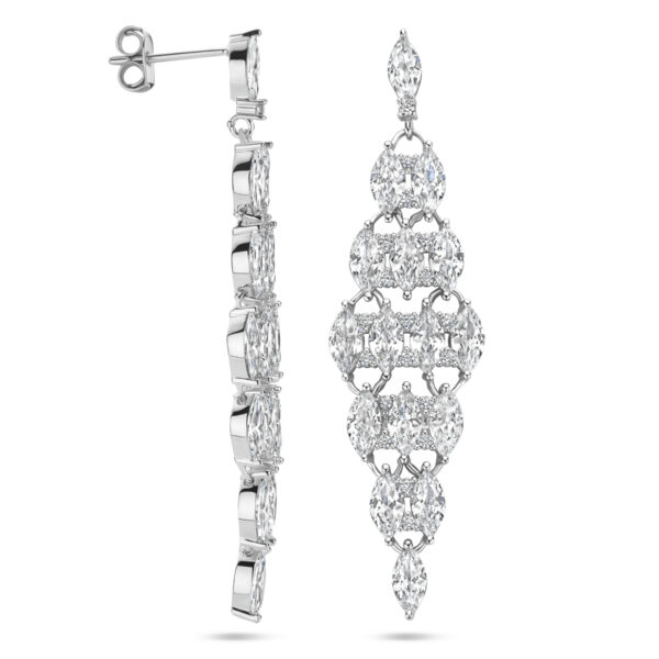oorhangers zirkonia 50 mm zilver gerhodineerd - Afbeelding 3