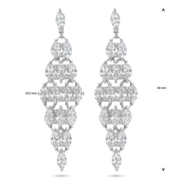 oorhangers zirkonia 50 mm zilver gerhodineerd - Afbeelding 4
