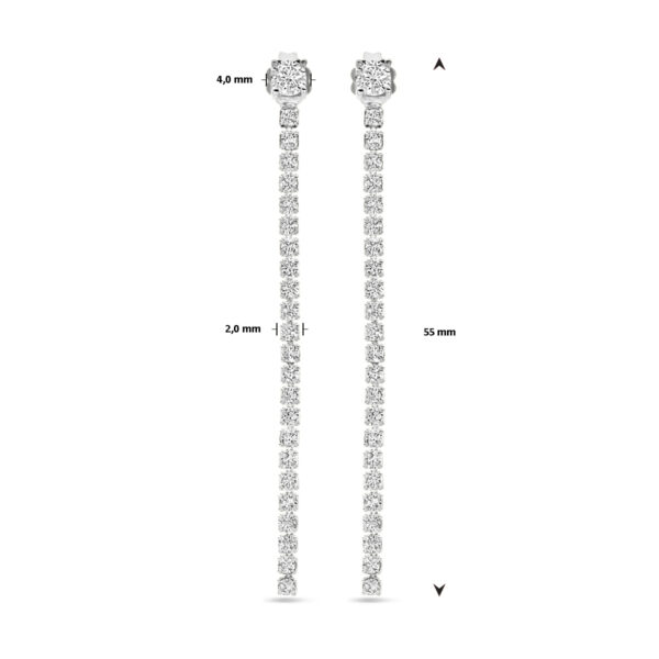 oorhangers zirkonia 55 mm zilver gerhodineerd - Afbeelding 4