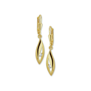 oorhangers zirkonia brisur haak 14K geelgoud