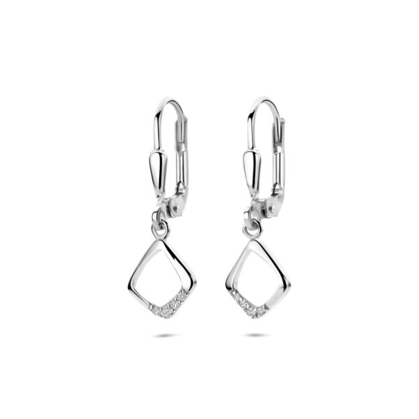 oorhangers zirkonia brisur haak 25 mm zilver gerhodineerd