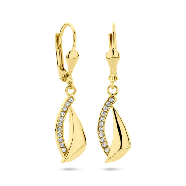 oorhangers zirkonia brisur haak 31 mm 14K geelgoud - Afbeelding 3