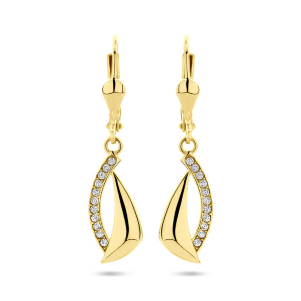 oorhangers zirkonia brisur haak 31 mm 14K geelgoud