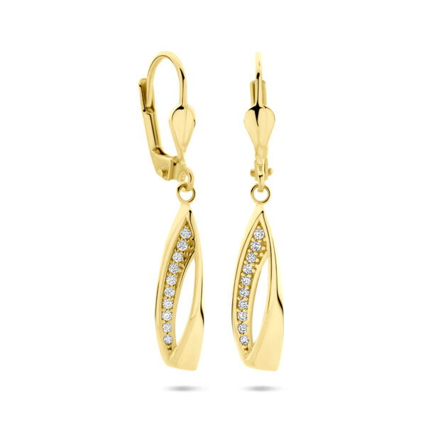 oorhangers zirkonia brisur haak 33 mm 14K geelgoud - Afbeelding 3