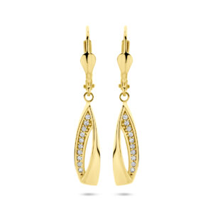 oorhangers zirkonia brisur haak 33 mm 14K geelgoud