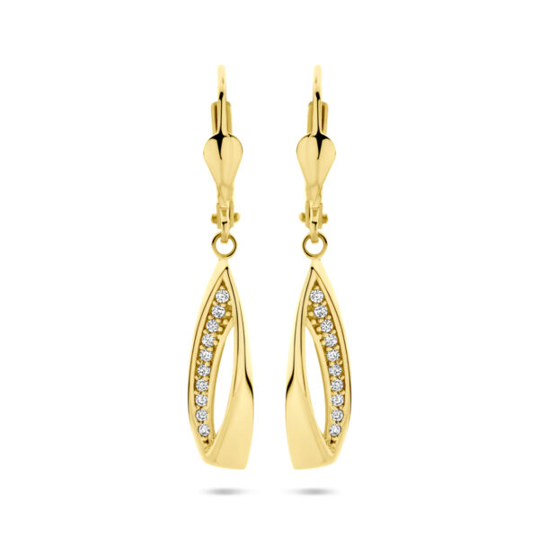 oorhangers zirkonia brisur haak 33 mm 14K geelgoud