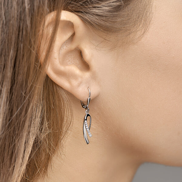 oorhangers zirkonia brisur haak zilver gerhodineerd - Afbeelding 2