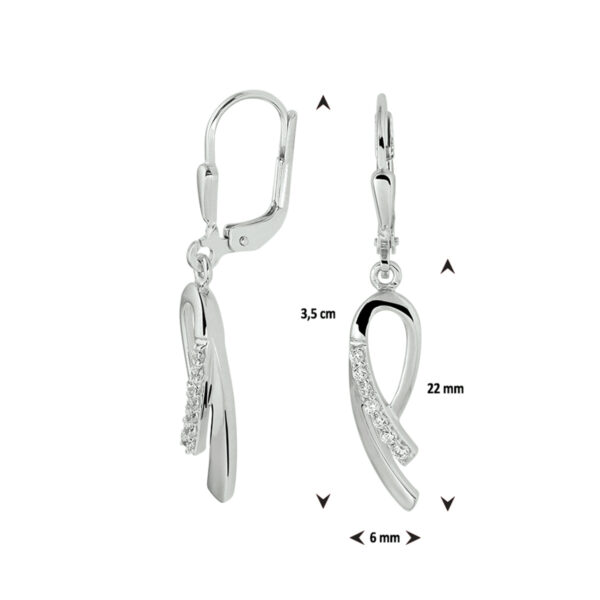 oorhangers zirkonia brisur haak zilver gerhodineerd - Afbeelding 3
