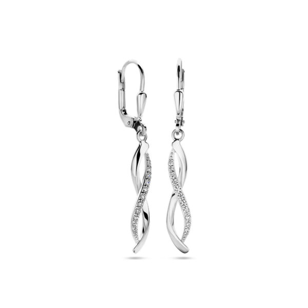 oorhangers zirkonia brisur haak zilver gerhodineerd - Afbeelding 3