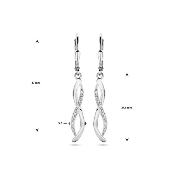 oorhangers zirkonia brisur haak zilver gerhodineerd - Afbeelding 4