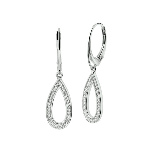 oorhangers zirkonia brisur haak zilver gerhodineerd
