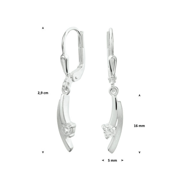 oorhangers zirkonia brisur haak zilver wit - Afbeelding 2