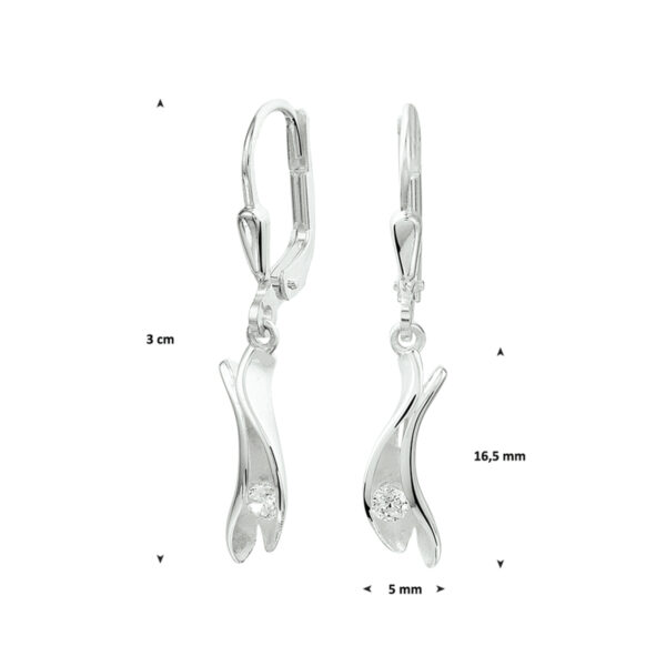 oorhangers zirkonia brisur haak zilver wit - Afbeelding 2