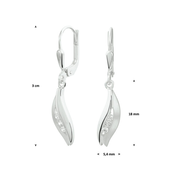 oorhangers zirkonia brisur haak zilver wit - Afbeelding 2