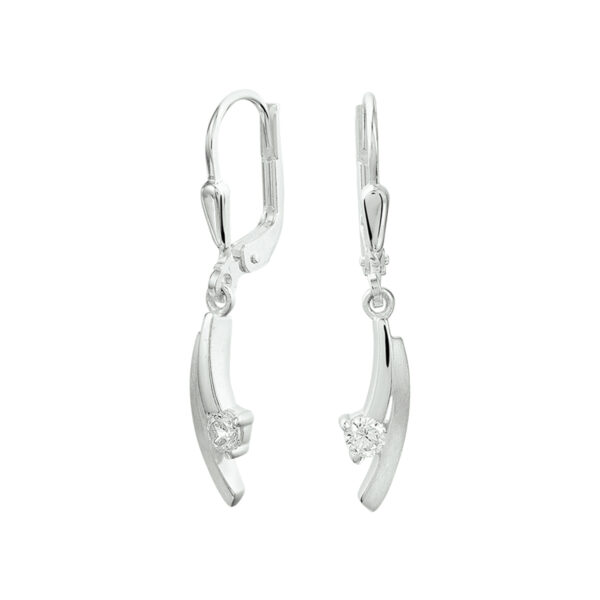 oorhangers zirkonia brisur haak zilver wit
