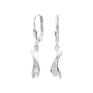 oorhangers zirkonia brisur haak zilver wit