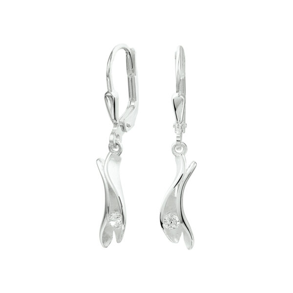 oorhangers zirkonia brisur haak zilver wit
