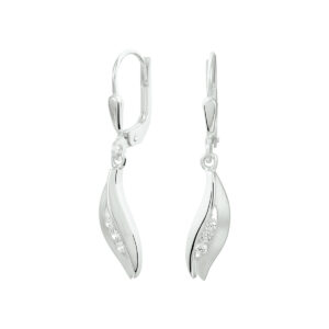 oorhangers zirkonia brisur haak zilver wit