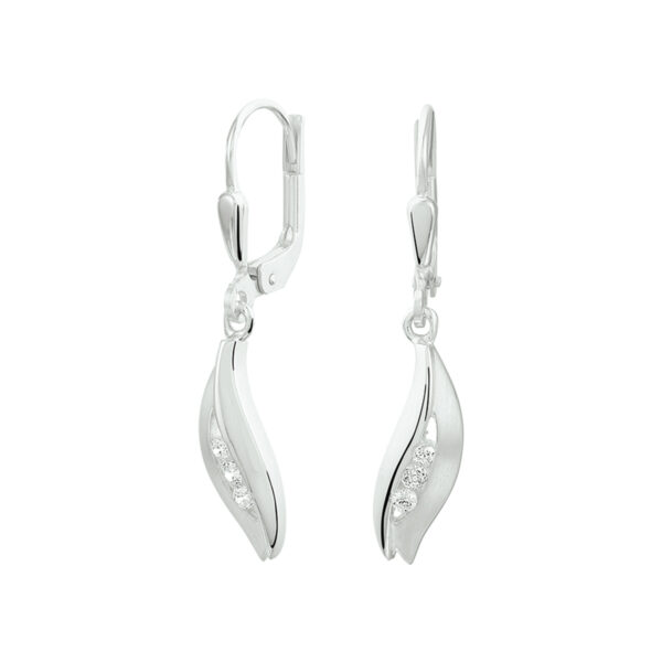 oorhangers zirkonia brisur haak zilver wit