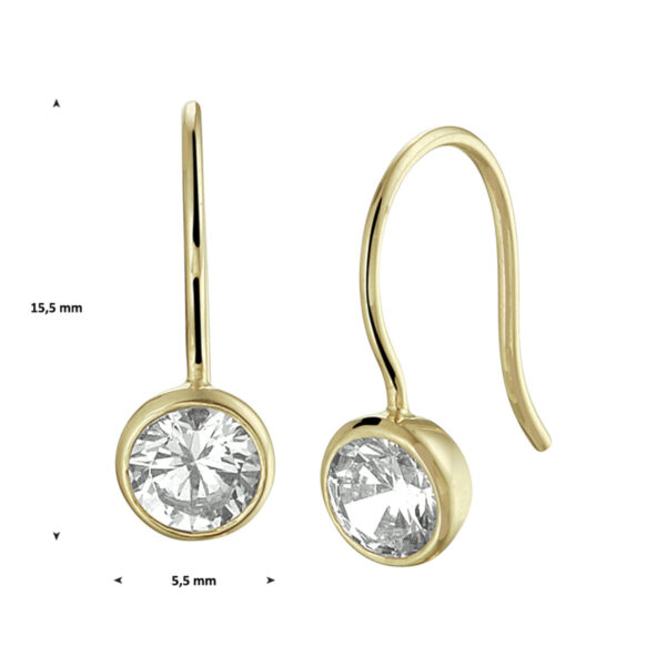 oorhangers zirkonia franse haak 14K geelgoud - Afbeelding 2