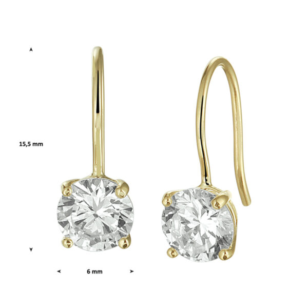 oorhangers zirkonia franse haak 14K geelgoud - Afbeelding 2