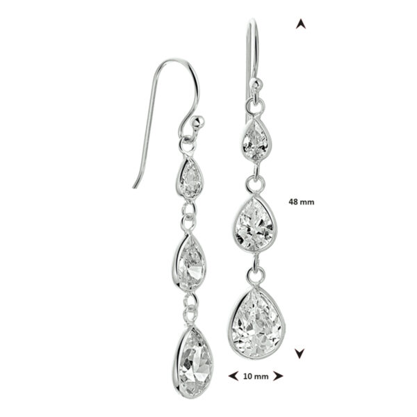 oorhangers zirkonia franse haak zilver gerhodineerd - Afbeelding 4