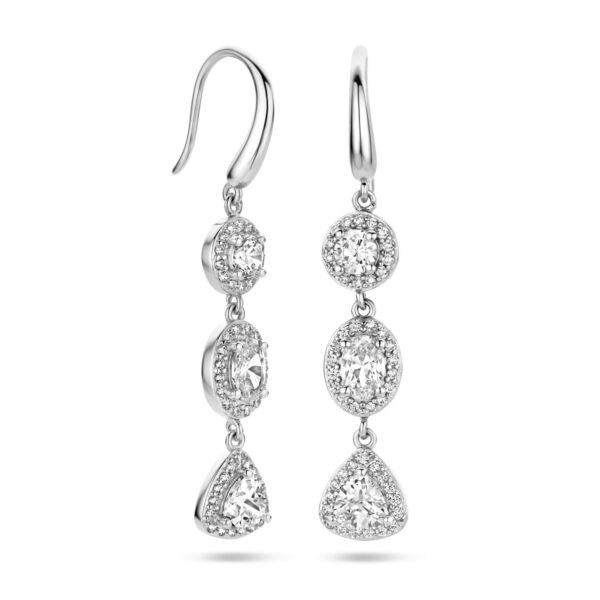 oorhangers zirkonia halo franse haak zilver gerhodineerd - Afbeelding 3