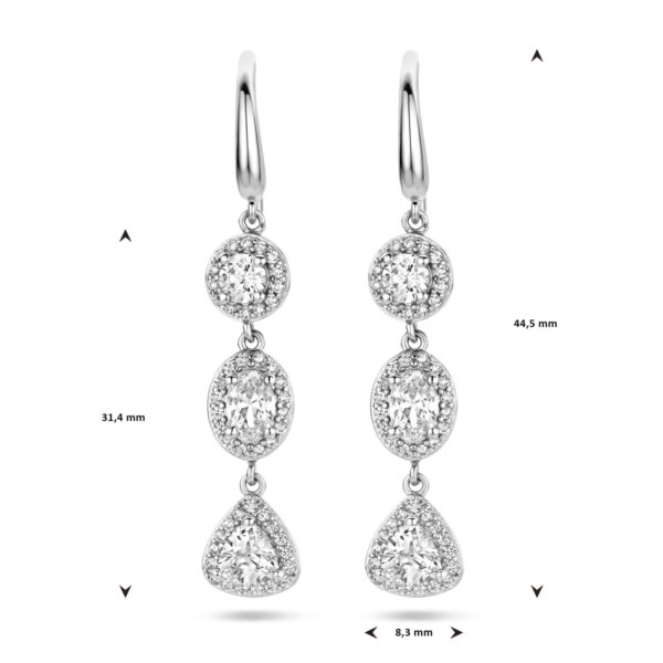 oorhangers zirkonia halo franse haak zilver gerhodineerd - Afbeelding 4