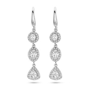 oorhangers zirkonia halo franse haak zilver gerhodineerd