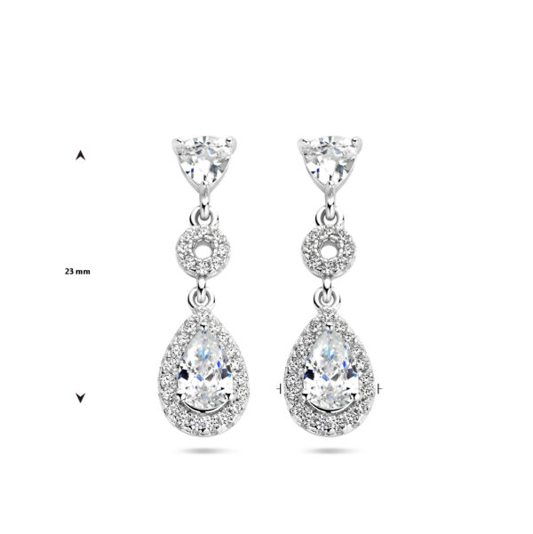 oorhangers zirkonia halo zilver gerhodineerd - Afbeelding 4
