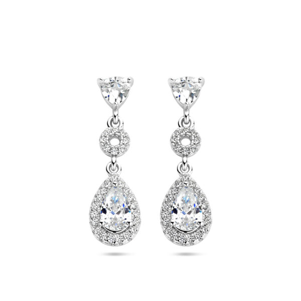 oorhangers zirkonia halo zilver gerhodineerd