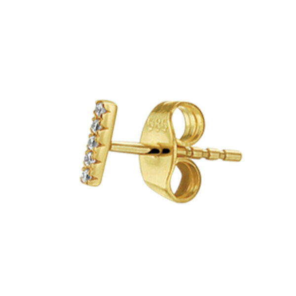 oorknop balkje diamant 0.02ct h p1 per stuk 14K geelgoud - Afbeelding 2