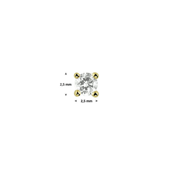 oorknop diamant 0.05ct h si per stuk 14K geelgoud - Afbeelding 3