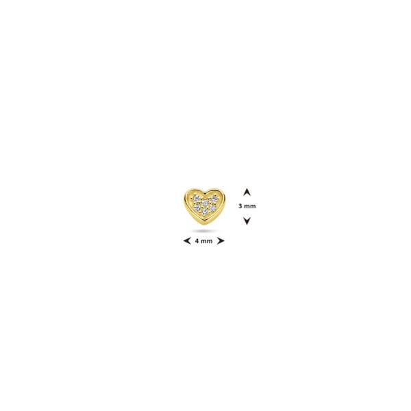 oorknop hartje diamant 0.01ct h si per stuk 14K geelgoud - Afbeelding 4