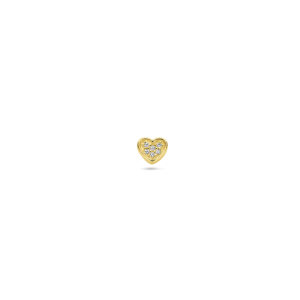 oorknop hartje diamant 0.01ct h si per stuk 14K geelgoud