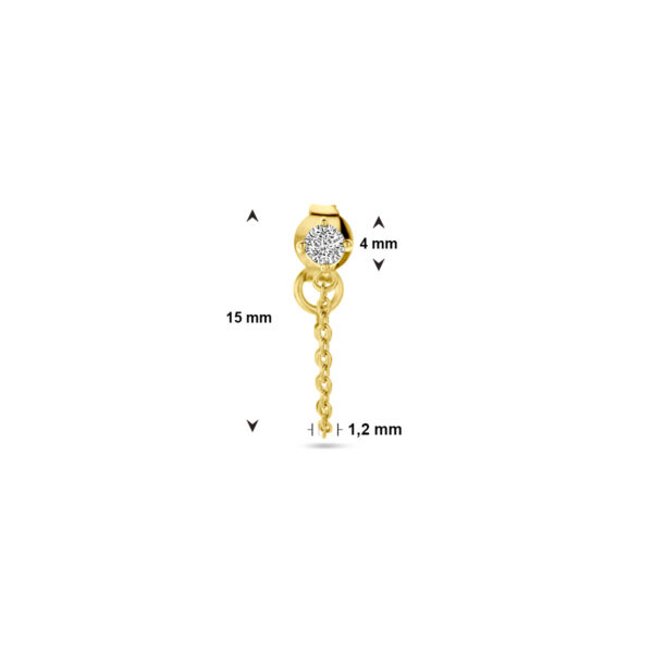 oorknop per stuk zirkonia 1 micron zilver verguld (geel) - Afbeelding 4