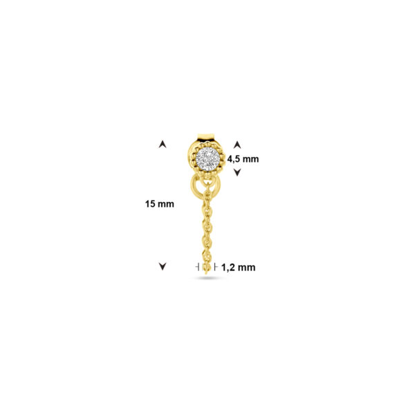 oorknop per stuk zirkonia 1 micron zilver verguld (geel) - Afbeelding 4