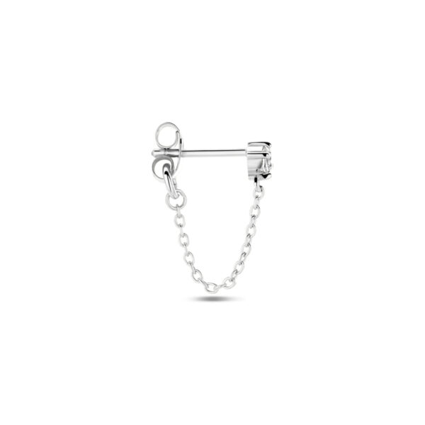 oorknop per stuk zirkonia zilver gerhodineerd - Afbeelding 3