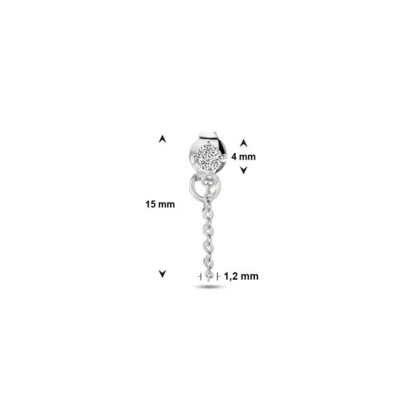 oorknop per stuk zirkonia zilver gerhodineerd - Afbeelding 4