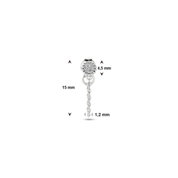 oorknop per stuk zirkonia zilver gerhodineerd - Afbeelding 4