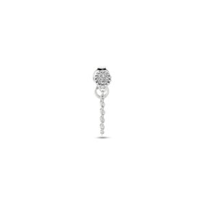 oorknop per stuk zirkonia zilver gerhodineerd