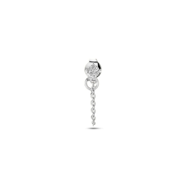 oorknop per stuk zirkonia zilver gerhodineerd