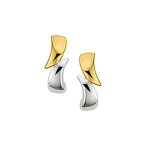 oorknoppen 14K bicolor goud geel/wit - Afbeelding 2