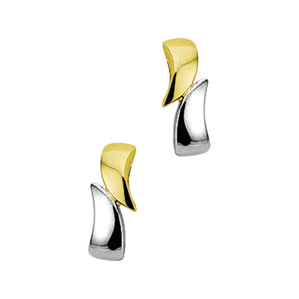 oorknoppen 14K bicolor goud geel/wit
