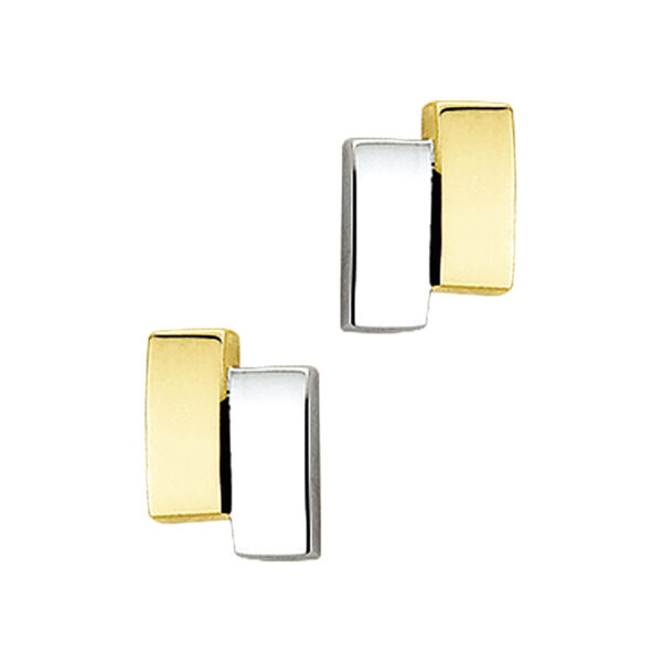 oorknoppen 14K bicolor goud geel/wit