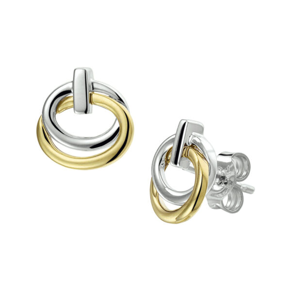 oorknoppen 14K bicolor goud geel/wit