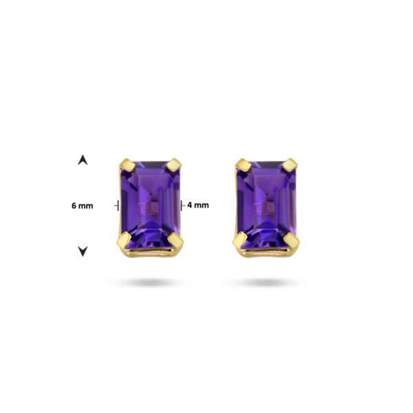 oorknoppen amethist 14K geelgoud - Afbeelding 4