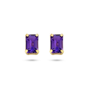 oorknoppen amethist 14K geelgoud
