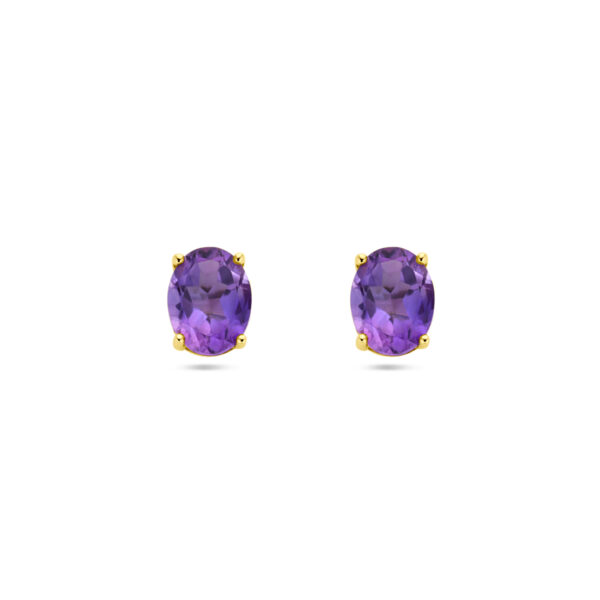 oorknoppen amethist 14K geelgoud