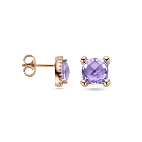 oorknoppen amethist 14K roségoud - Afbeelding 3